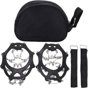 Ice Traction Cleats Shoe Crampons Snow Grips 19 Spikes Storage Bag Hiking Walking Mountaineering