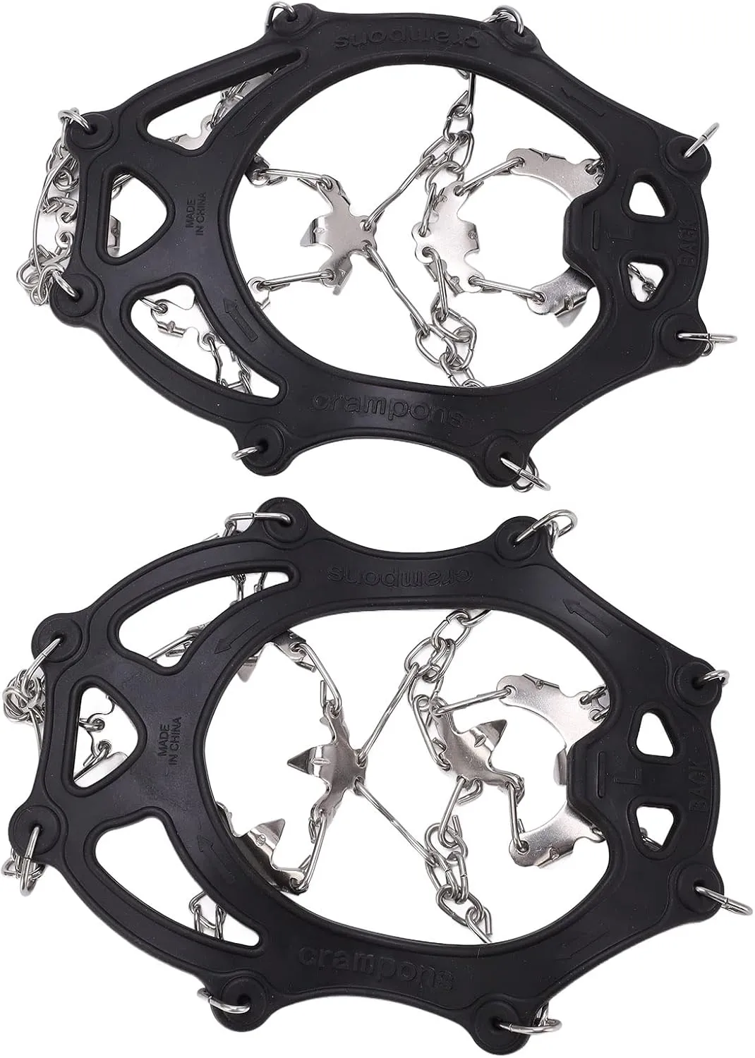 Ice Traction Cleats Shoe Crampons Snow Grips with 19 Spikes Storage Bag for Hiking Walking Mountaineering Black Thermoplastic Elastomer TPE Stainless Steel