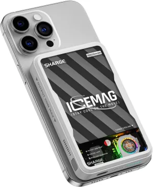 ICEMAG Magnetic Power Bank, World's First 10000mAh Battery Pack with Active Cooling for MagSafe, Transparent Portable Charger with 20W USB-C Input/Output for iPhone16/15 Pro Max/ 14 Pro Max