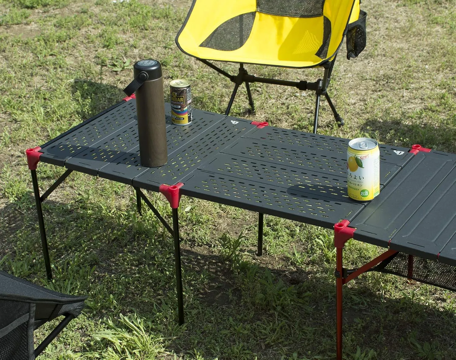 iClimb Extendable Folding Table Large Tabletop Area Ultralight Compact with Hollow Out Tabletop for Camping Backpacking Beach Concert BBQ Party, Three Size (Black - S   Hanger)
