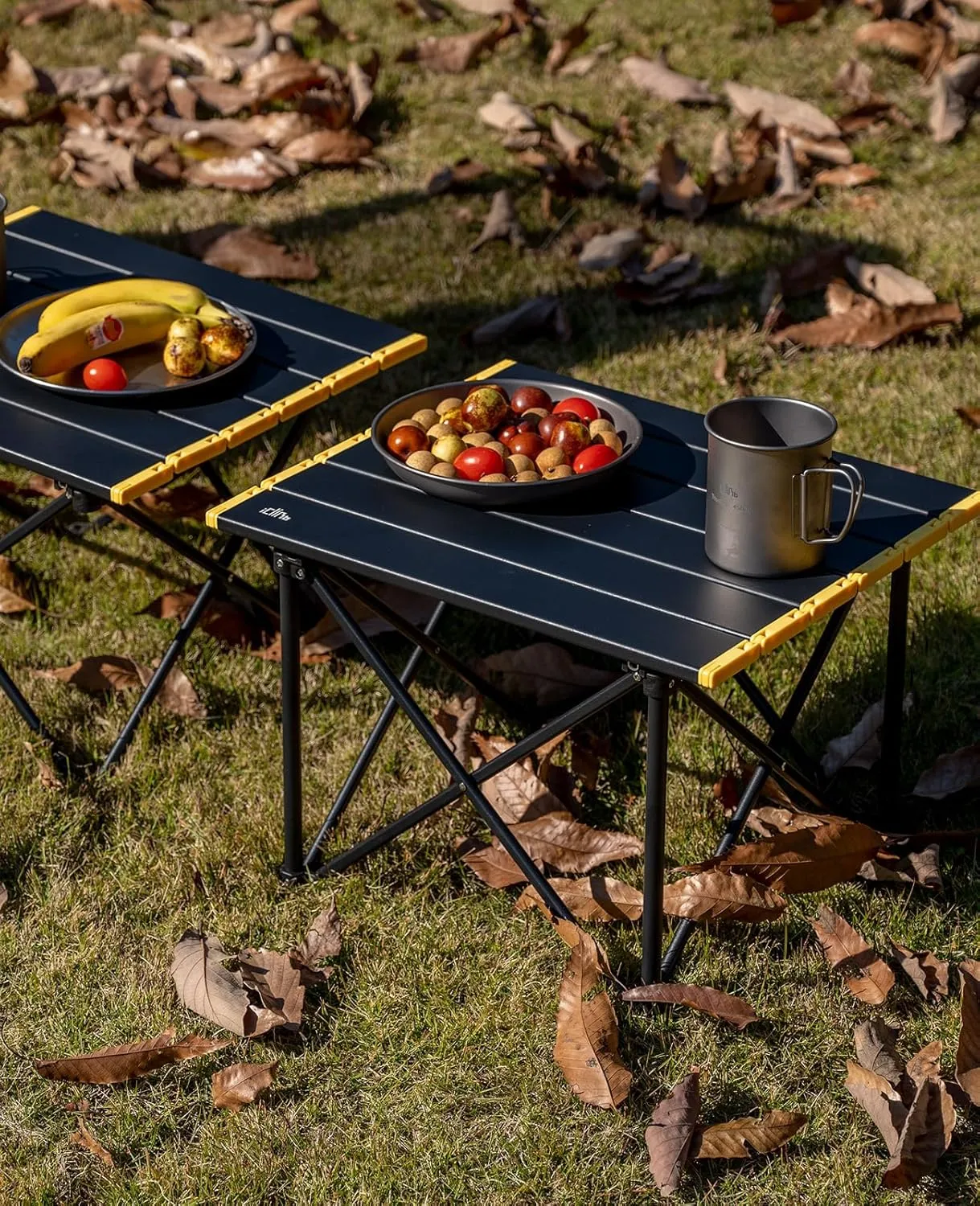 iClimb Ultralight Compact Camping Folding Table with Carry Bag (Reinforced Blue - S)