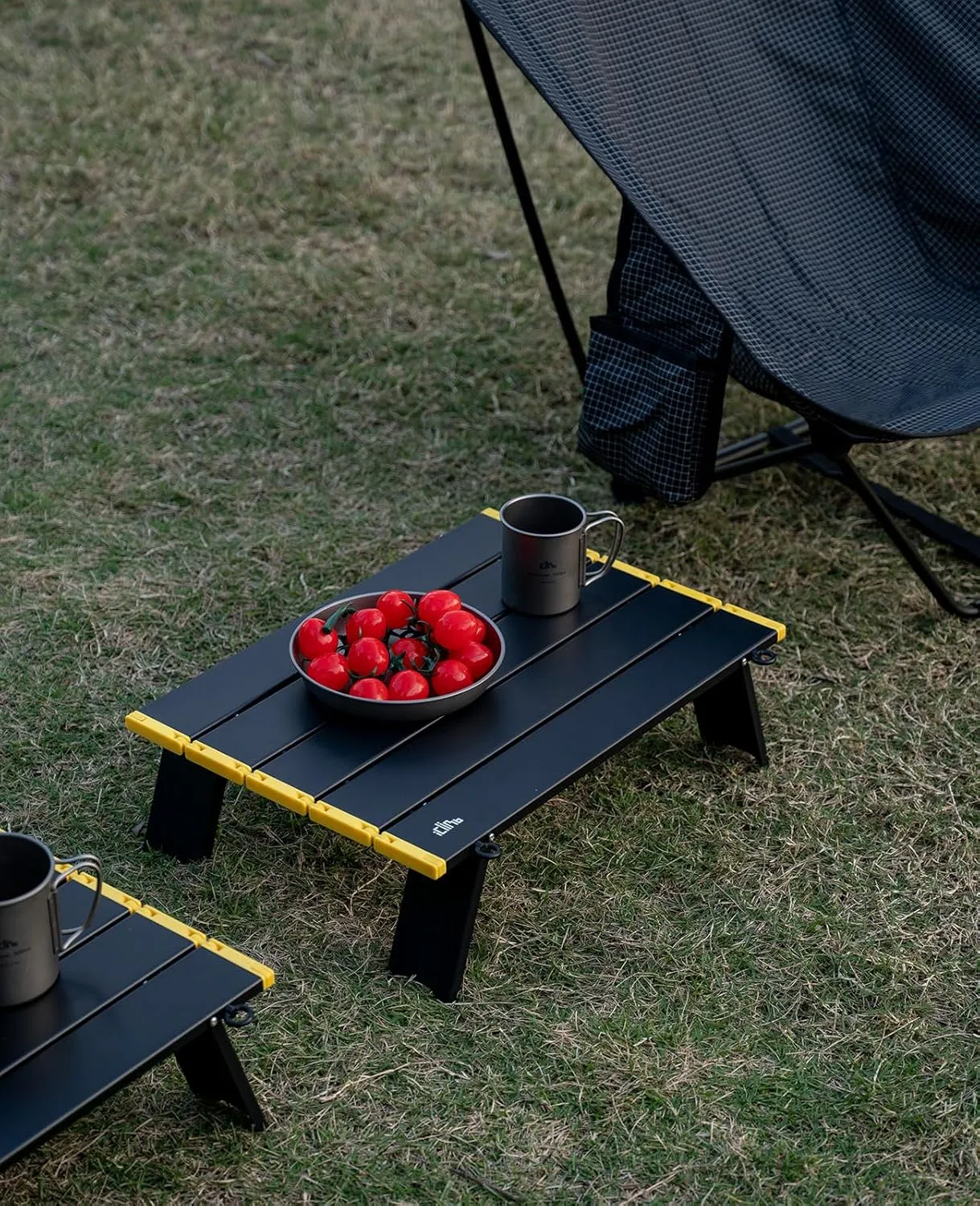 iClimb Ultralight Compact Mini Beach Picnic Folding Alu. Table with Carry Bag, Two Size (Black - L)
