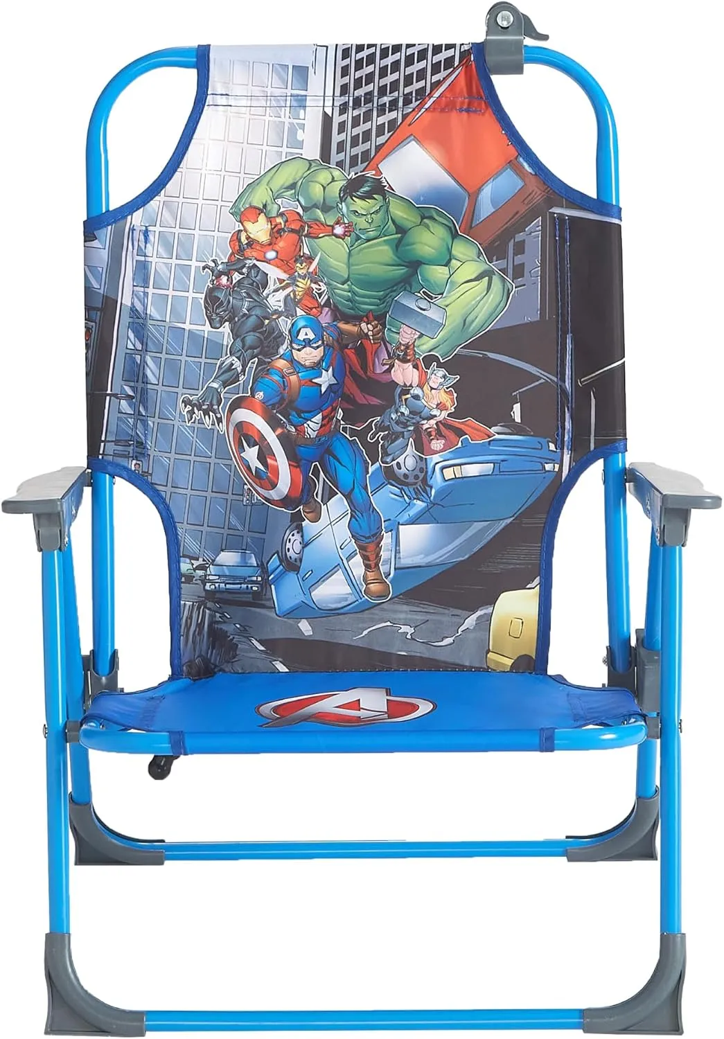 Idea Nuova Marvel Avengers Kids Outdoor Folding Beach Chair with Umbrella,Portable Camp Chair for Ages 3 , Lightweight & Compact for Beach, Camping, and Backyard