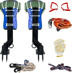 iMeshbean Tree Climbing Set,2 Gears Adjustable 304 Stainless Steel Tree Climbing Spikes with Waist Protective Belt,Tree Pole Climbing Spurs Climbing Shoes for Picking Fruit,Outdoor Activities