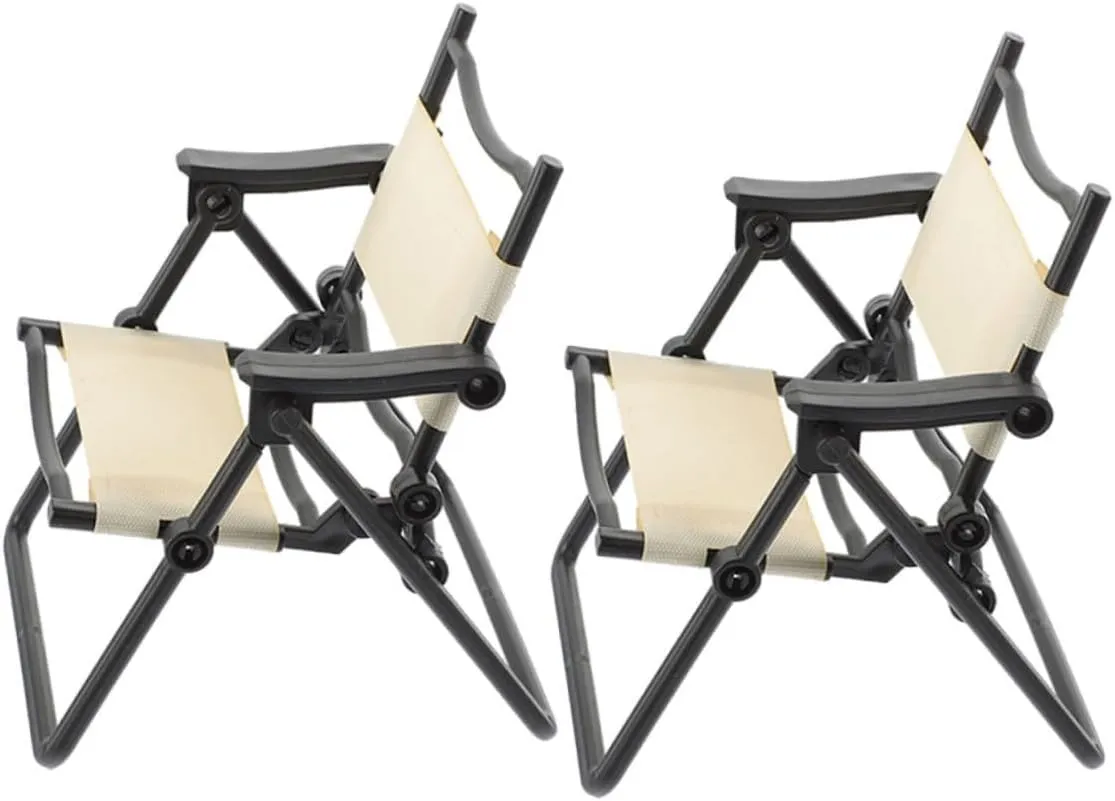 IMIKEYA 2sets 2pcs Miniature Beach Chair Foldable Dollhouse Decor Stylish Outdoor Furniture for Miniature Scenes Vibrant Design Enhances Realism Dollhouses 2pcs*2
