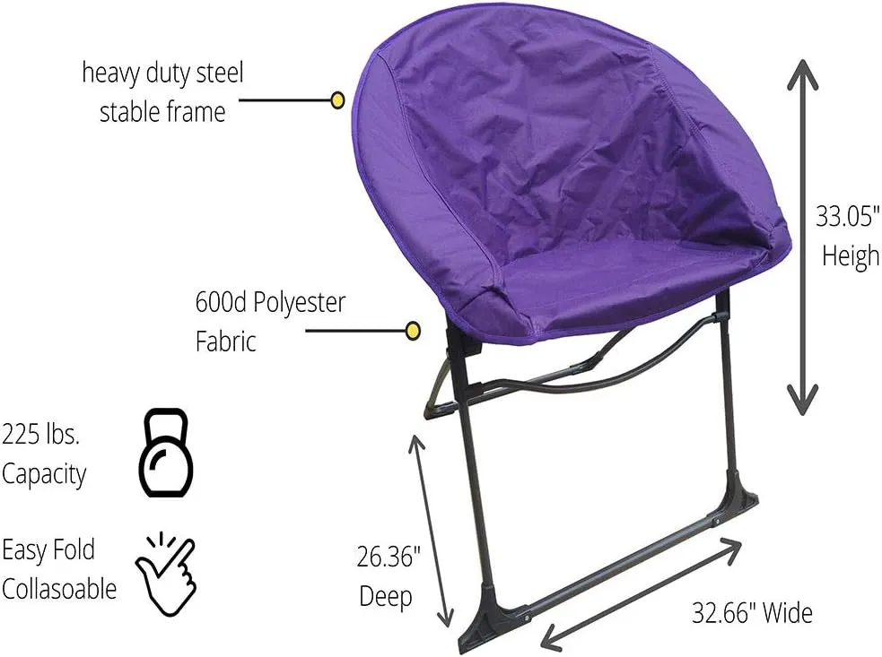 Impact Canopy Luna Lightweight Portable Folding Dorm Chair, Purple