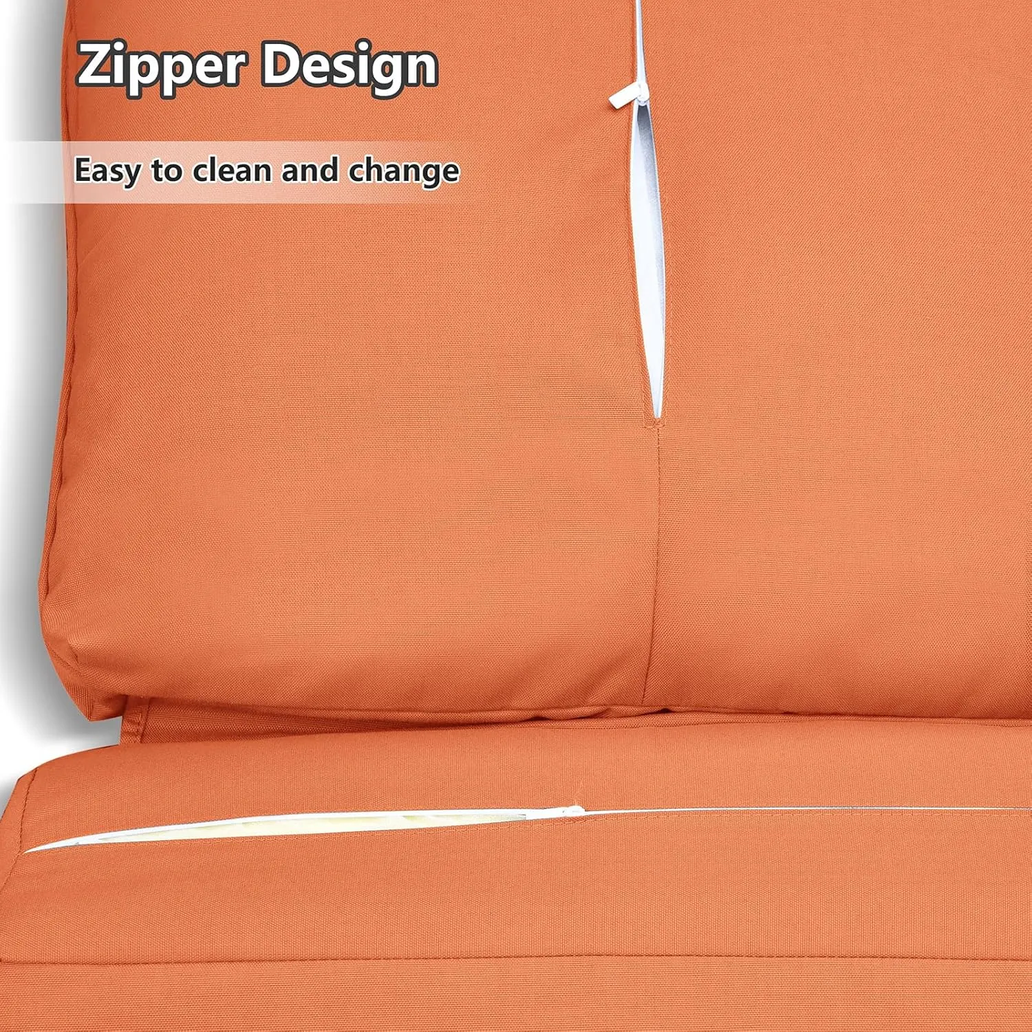 Indoor Outdoor Recliner Replacement Cushion, Patio Furniture Chair Sofa Washable Cushion Deep Seat, UV Protected, Fade Protected and Water Spill Repellet, Cover Can be Replaced (Orange)