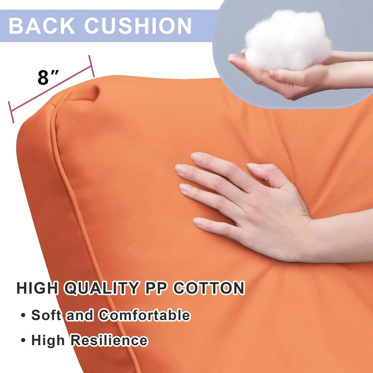Indoor Outdoor Recliner Replacement Cushion, Patio Furniture Chair Sofa Washable Cushion Deep Seat, UV Protected, Fade Protected and Water Spill Repellet, Cover Can be Replaced (Orange)