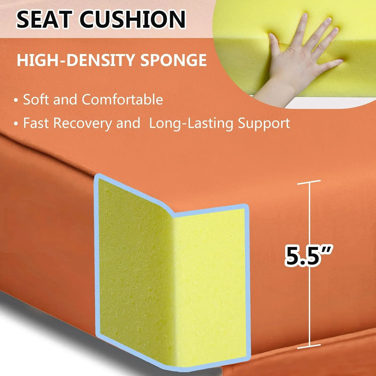 Indoor Outdoor Recliner Replacement Cushion, Patio Furniture Chair Sofa Washable Cushion Deep Seat, UV Protected, Fade Protected and Water Spill Repellet, Cover Can be Replaced (Orange)