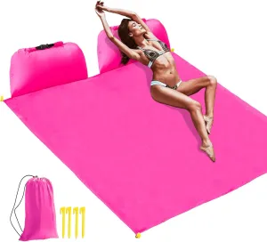 Inflatable Beach Chair and Beach Blanket Backrest Lounger with Carrying Bag - Lightweight and Simple Design for Camping and Beach, Comfortable and Relaxing Beach Chair (Pink, Two-Person)