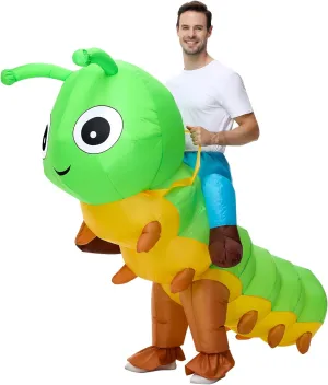 Inflatable Costume For Adults,Inflatable Caterpillar Riding Costume,Halloween Blow up Costume for Women Men Cosplay Parties