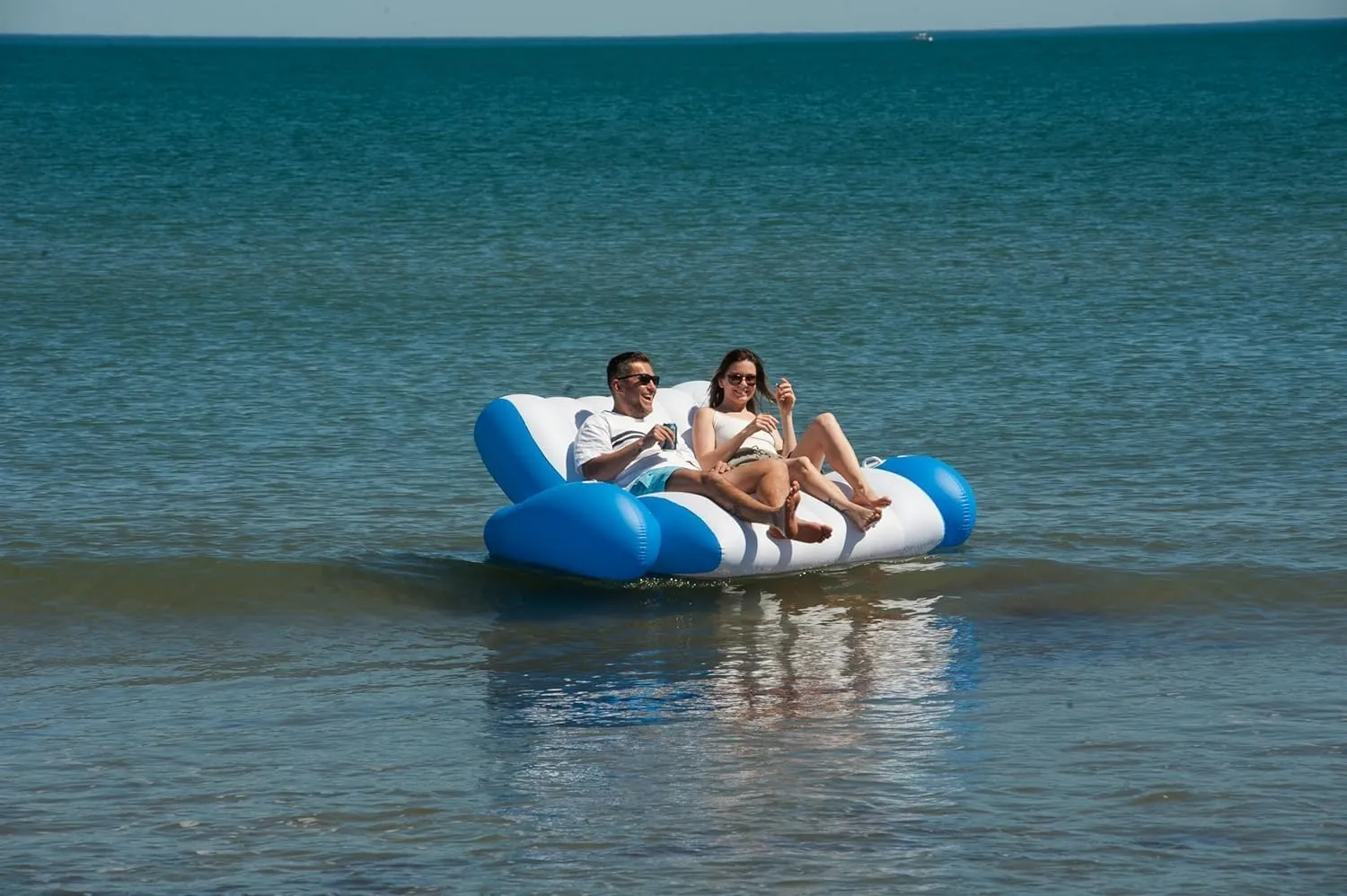 Inflatable Pool Floats Adults, Recliner Luxury Float, 2 or 3 Person, Lounger Chair with Handles, Cup and Phone Holder for Outdoor, Beach, Swimming Pool, Lake, River