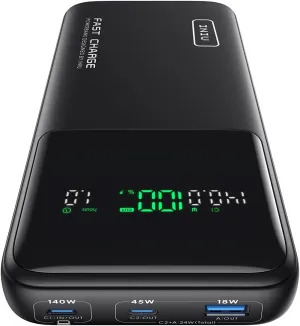INIU 140W Power Bank, 27000mAh High Capacity Laptop Portable Charger, USB C in&Out Tablet Powerbank, Digital Display Phone Charger, Travel Charger Compatible with iPhone 16, iPad, MacBook, Laptop etc.