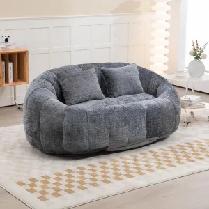 INMOZATA Bean Bag Chair Stuffed High-Density Foam Giant Bean Bag Couch Chenille Comfy Accent Floor Loveseat Sofa for for Reading, Gaming, Playing, Relaxing, Grey