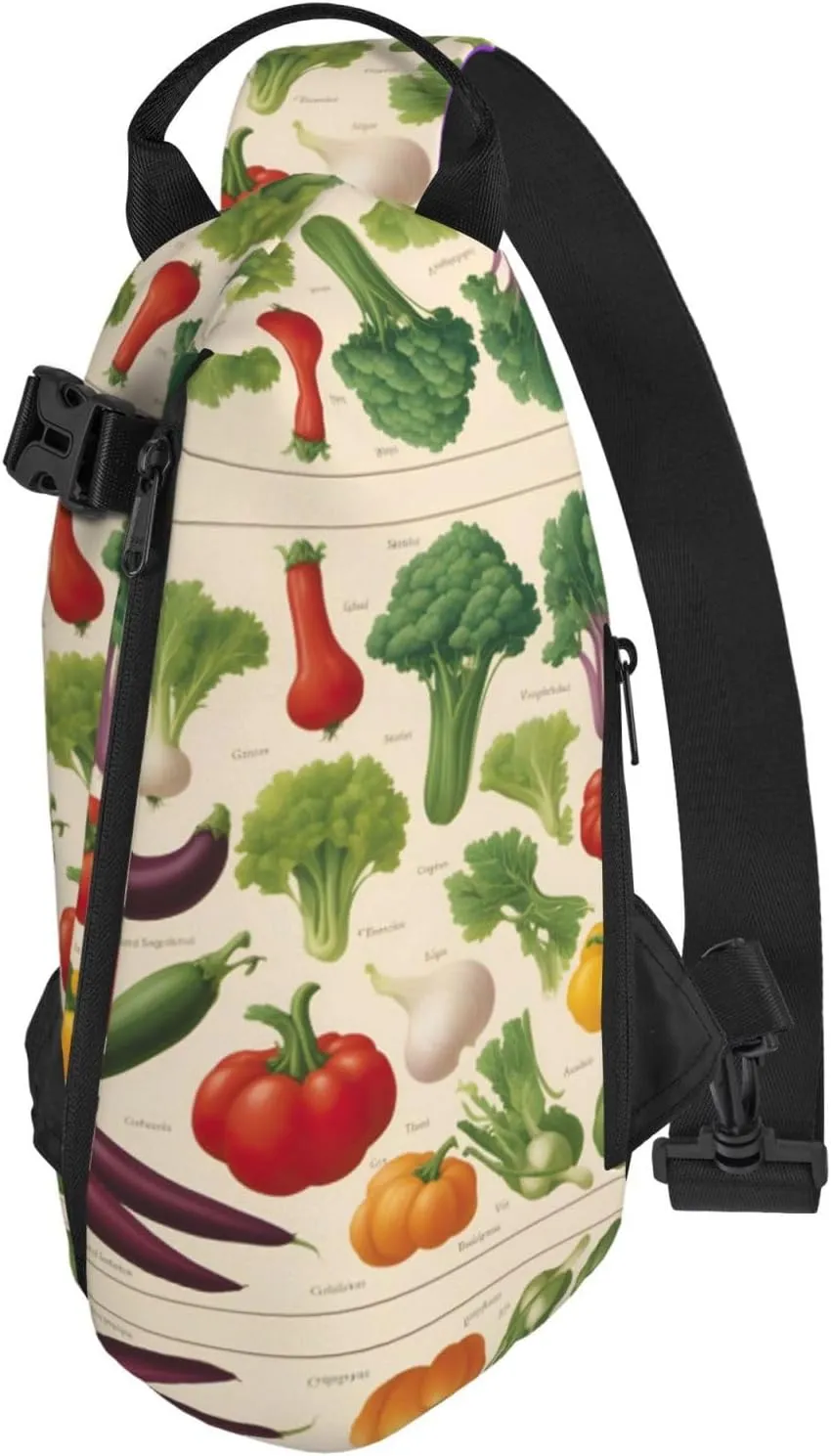 Introduction Of Various Vegetables Print Crossbody Backpack Casual Adjustable Bag Multifunctional Sling Backpack