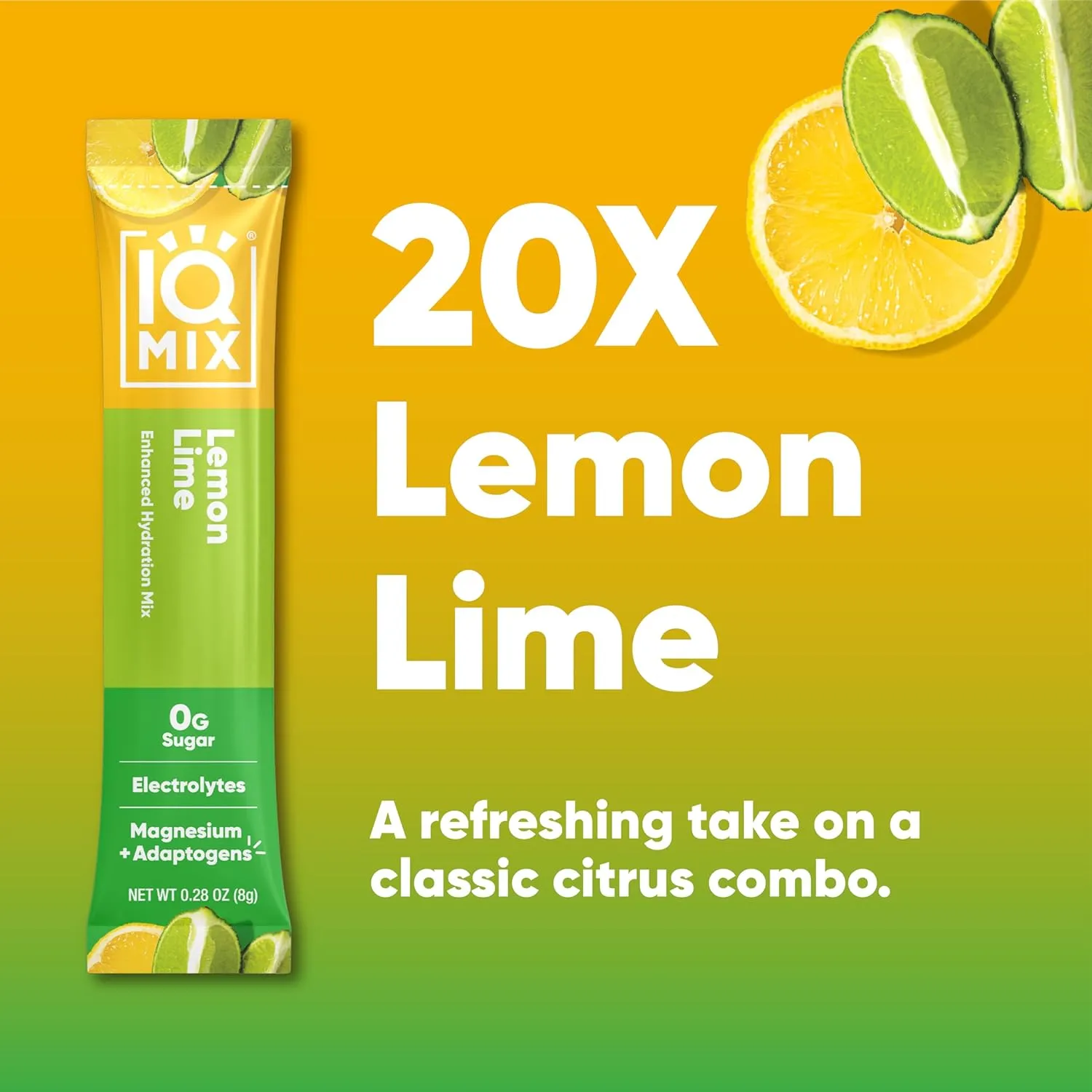 IQMIX Hydration Electrolyte Powder – 4-in-1 Formula for Hydration, Mental Clarity, Mood and Recovery – Sugar-Free Drink Mix, Keto, Magnesium L-Threonate, Lion’s Mane – 20 Count Lemon Lime