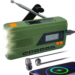 iRonsnow 4500mAh Solar Hand Crank Emergency Radio AM/FM/NOAA Alert Portable Radio with Digital Display Led Flashlight & Headphone Jack 3-Way Powered SOS Alarm for Indoor/Outdoor Emergencies