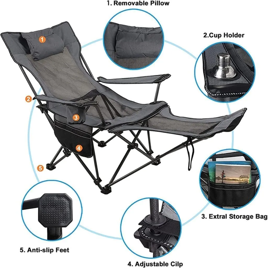 IRYZE Outdoor Chair Folding Camping Chair Folding Recliner Chair Camping Folding Chair Beach Sun Patio Chaise Lounge Chair Pool Lawn Lounger Camping Chair Foldable Chair (Color : Green)