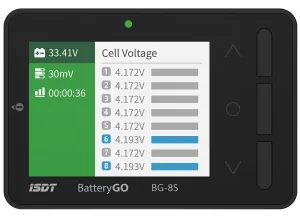 ISDT BG-8S BattGo Battery Meter, LCD Display Digital Battery Capacity Checker and Balancer for NiMH, LiPo, Li-ion, NiCd