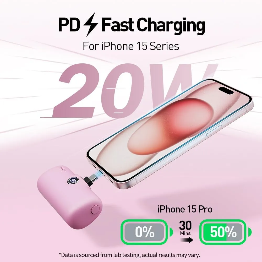 iWALK USB-C Portable Charger for iPhone 15/16, Mini 20W 4,800mAh Wireless Power Bank Fast Charging Travel Battery Pack Compatible with iPhone 16/15/15 Plus/15 Pro/15 Pro Max, Andriod Phone Samsung
