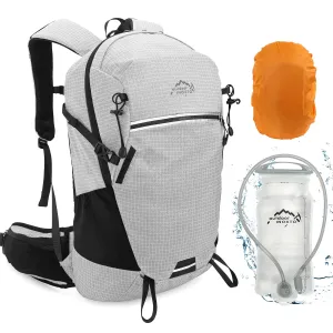 IX INOXTO Hydration Backpack 25L – Lightweight Hiking Backpack with 3L Water Bladder and Rain Cover (Grey)