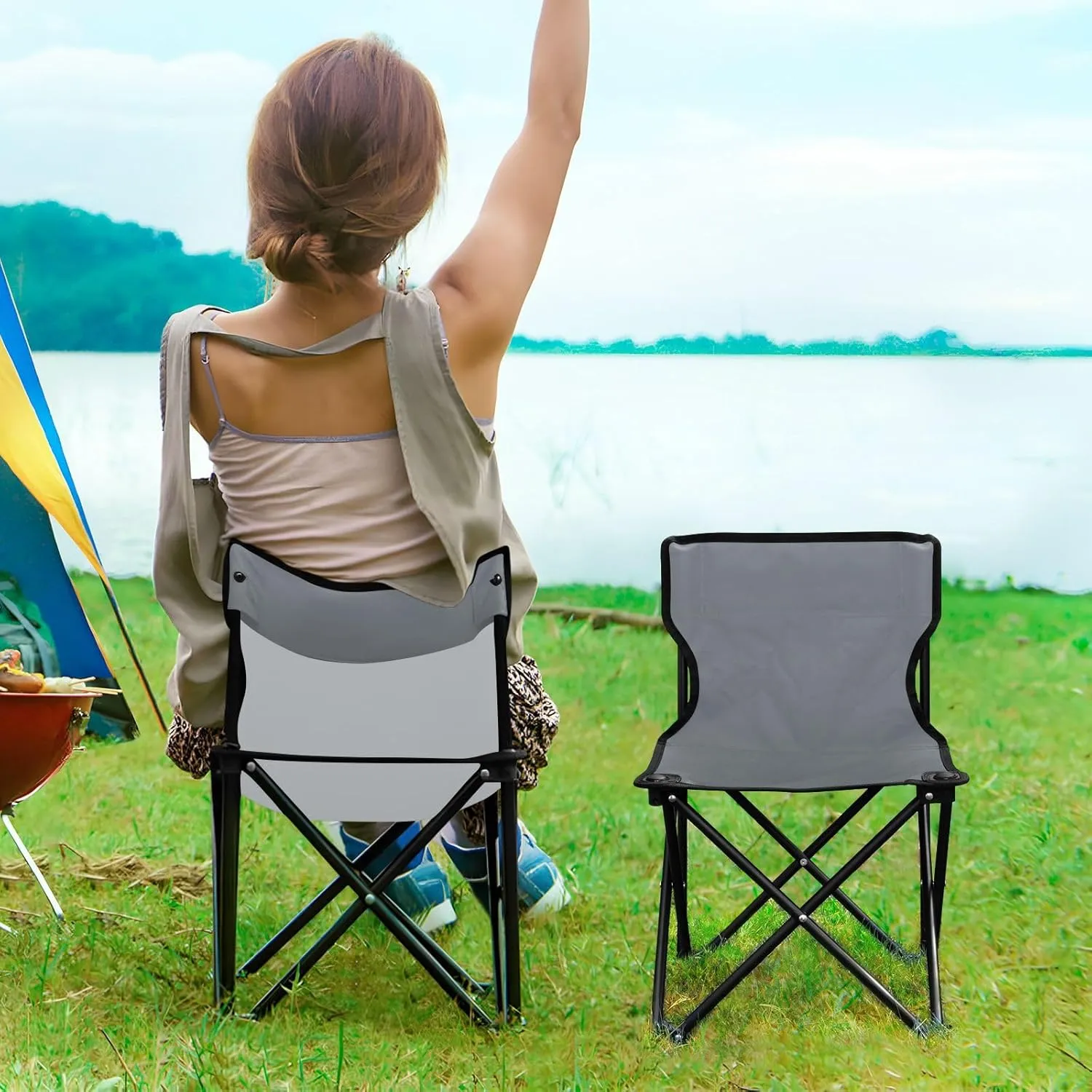 J JOYSAY Mountain Rock Gradient Portable Camping Chair Lightweight Outdoor Folding Chair for Adults Fishing Chair for Outside Camping Hiking Sports Beach Travel