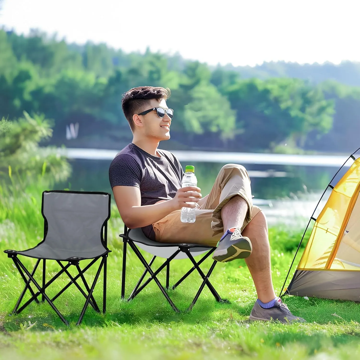 J JOYSAY Mountain Rock Gradient Portable Camping Chair Lightweight Outdoor Folding Chair for Adults Fishing Chair for Outside Camping Hiking Sports Beach Travel