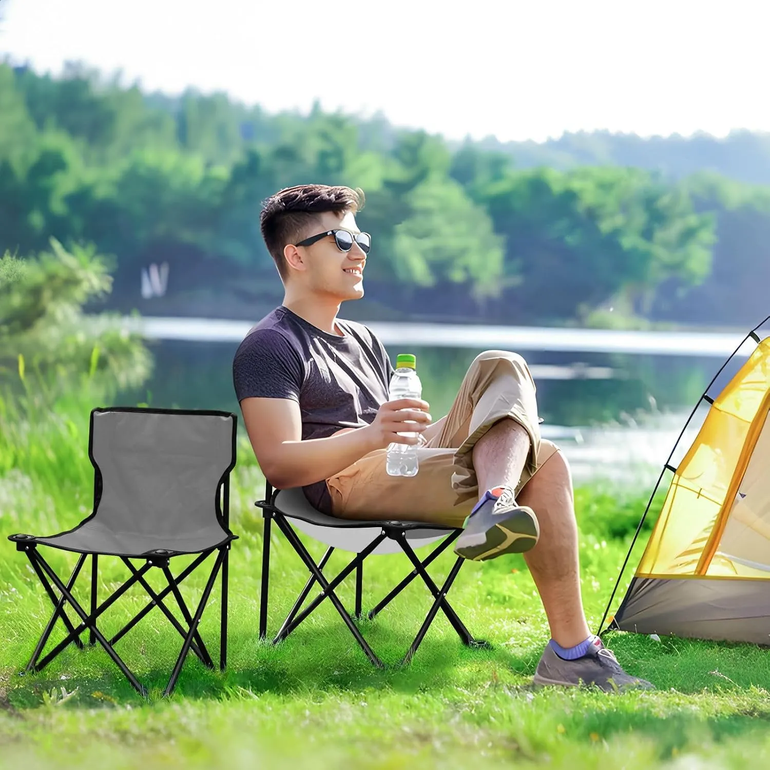 J JOYSAY Rock Gray Portable Camping Chair Lightweight Outdoor Folding Chair for Adults Backpacking Chair for Outside Camping Beach Sports Hiking Travel