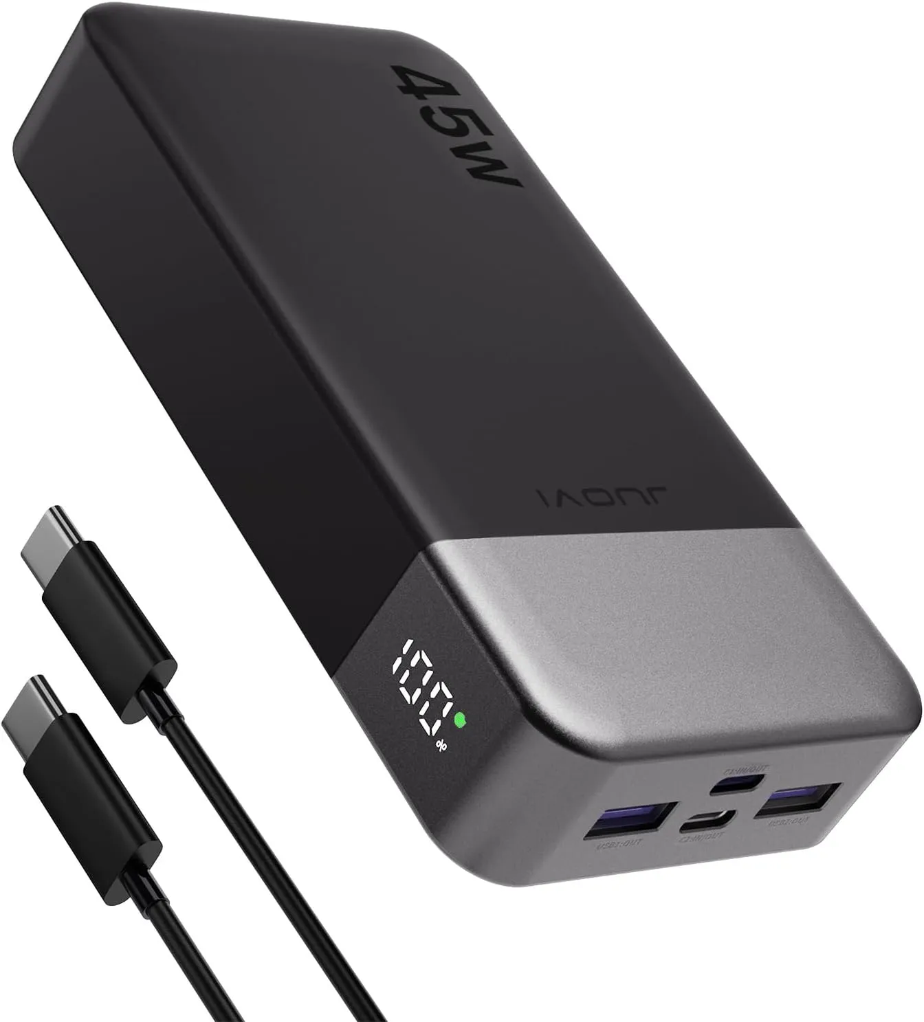 J2621 Power Bank Portable Charger,20000mAh 45W PD3.0 QC 4.0 Fast Charging Battery Pack with LED Display,2 USB-C,2 USB-A for iPhone 15 16, MacBook