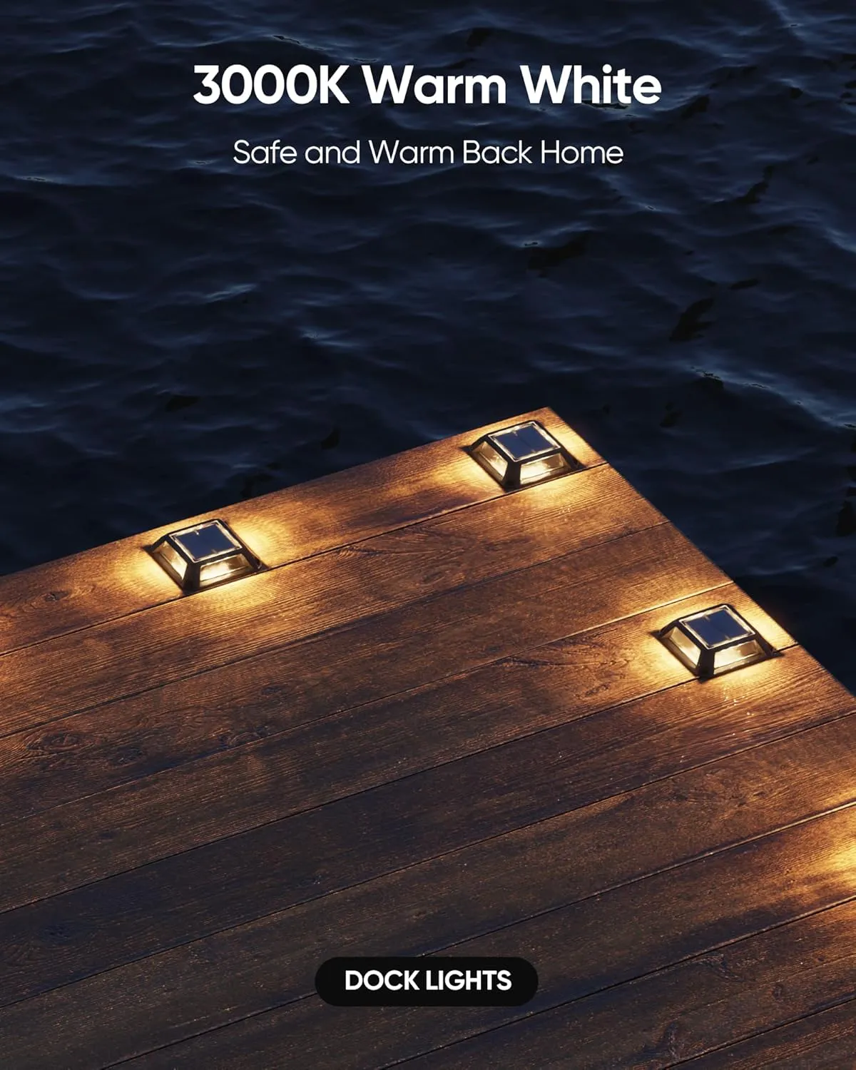 JACKYLED 8-Pack Solar Deck Lights Solar Powered Dock Lights IP68 Waterproof Outdoor LED Driveway Marker Step Lighting for Garden Sidewalk Pathway Runway Yard (Warm White)