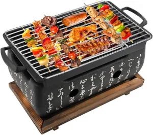 Japanese Style BBQ Grill Portable Furnace Japanese Cuisine Charcoal Stove BBQ Plate Aluminum Alloy Hibachi Grill Charcoal Stove Household Barbecue Tools Accessories