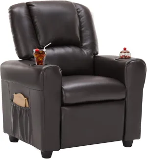 JC HOME Candy Kids Reclining Chair Leather Recliner Sofa Push Back Toddler Youth Children Child Ages 1-6