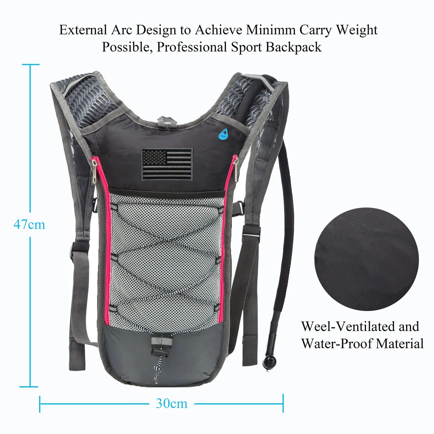 J.CARP 2 Pack Hydration Backpack Pack with 2L Hydration Bladder, Lightweight Water Backpack Keeps Water Cool up to 4 Hours, with Big Storage, for Kids Women Men Hiking Cycling Camping Music Festival