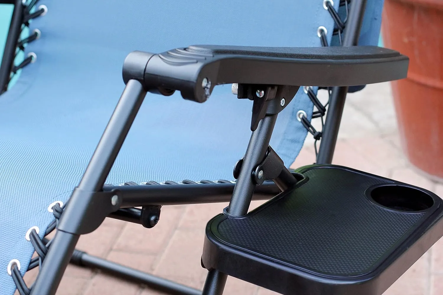Jeco Oversized Zero Gravity Chair with Sunshade and Drink Tray, Blue
