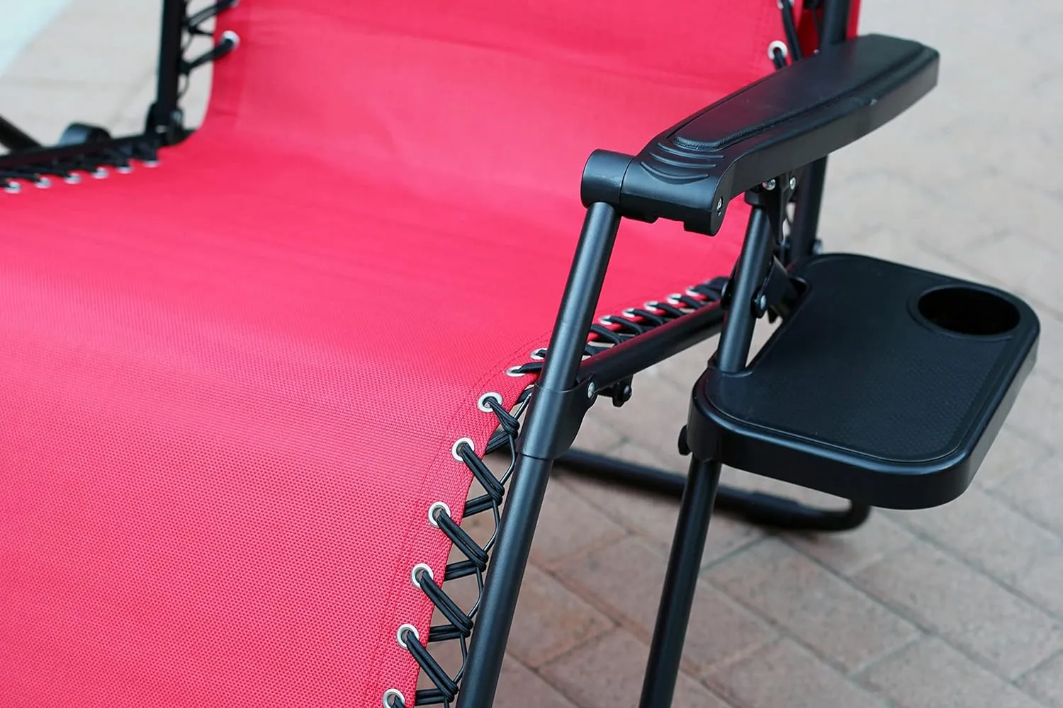 Jeco Oversized Zero Gravity Chair with Sunshade and Drink Tray, Red