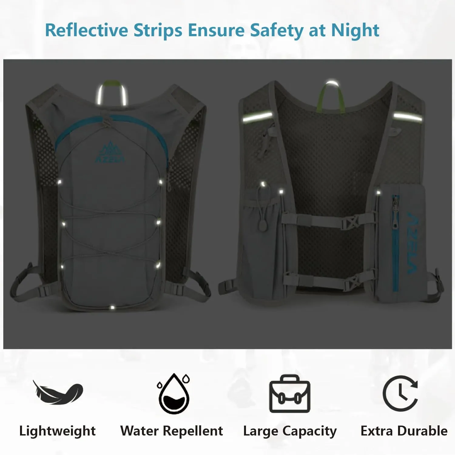 JEELAD Running Hydration Backpack, 5L Capacity, for Hiking, Running, Cycling, Marathon, Trail