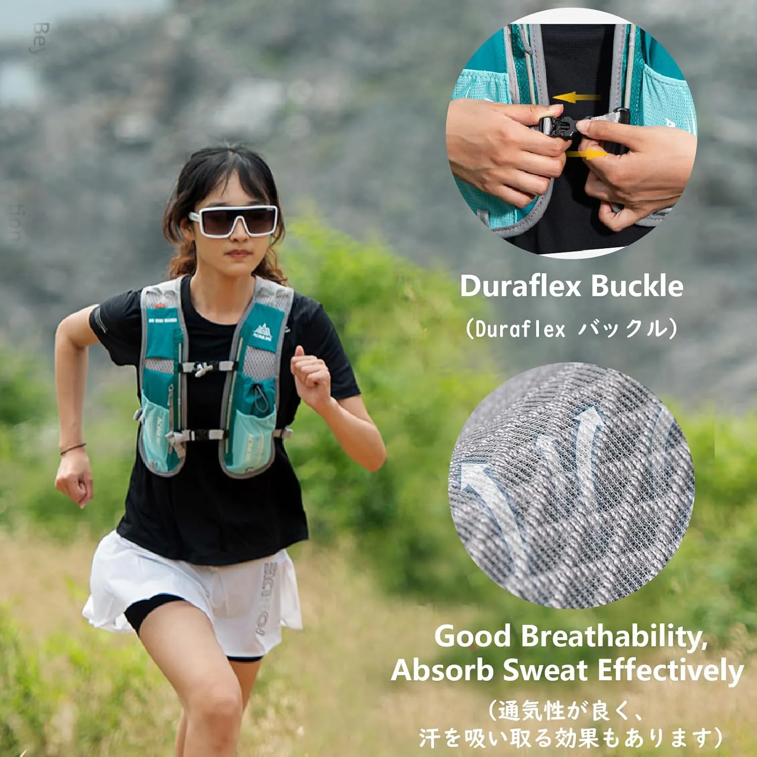 JEELAD Running Hydration Vest Trail Running Backpack BPA-Free Leak-Proof Running Water Bottles for Marathon Biking Hiking Cycling Outdoor
