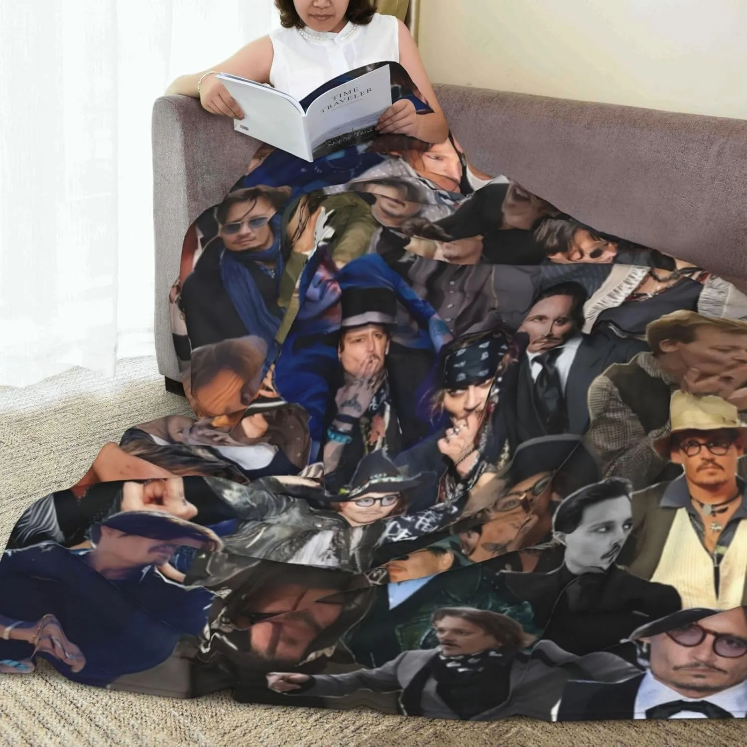 Johnny Depp Blanket Flannel Fleece Printed Throw Blankets Ultra Soft Micro Warm Blanket for All Season Bedding Chair Sofa Couch Bed 50"x40"