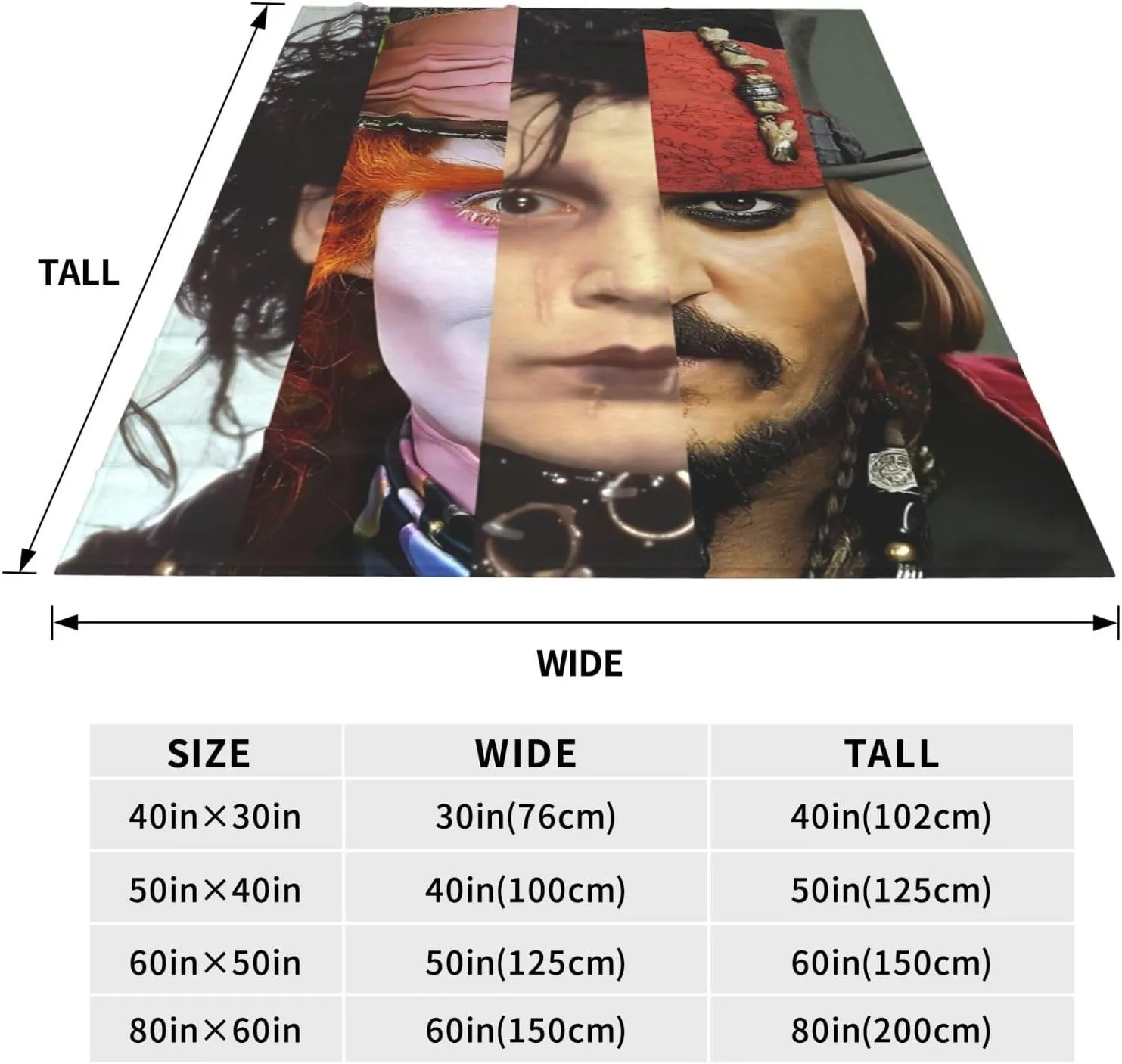 Johnny Depp Blanket Flannel Fleece Printed Throw Blankets Ultra Soft Micro Warm Blanket for All Season Bedding Chair Sofa Couch Bed 50"x40"