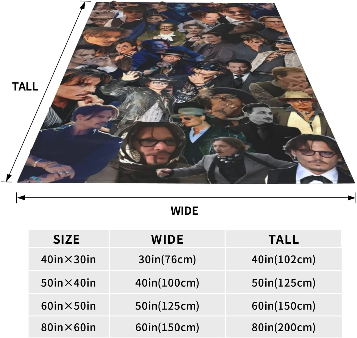 Johnny Depp Blanket Flannel Fleece Printed Throw Blankets Ultra Soft Micro Warm Blanket for All Season Bedding Chair Sofa Couch Bed 50"x40"
