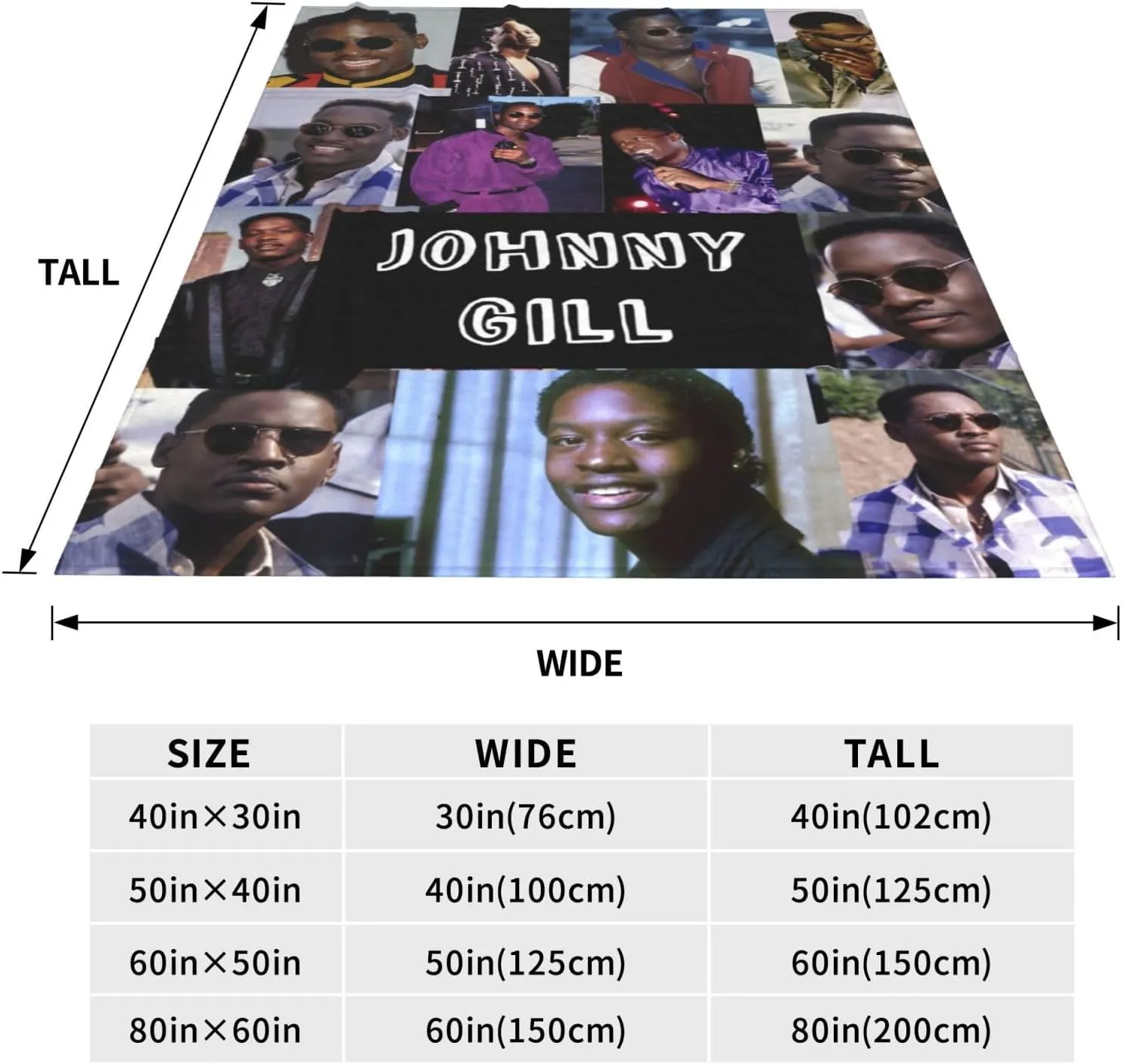 Johnny Gill Blanket Flannel Fleece Printed Throw Blankets Ultra Soft Micro Warm Blanket for All Season Bedding Chair Sofa Couch Bed 50"x40"
