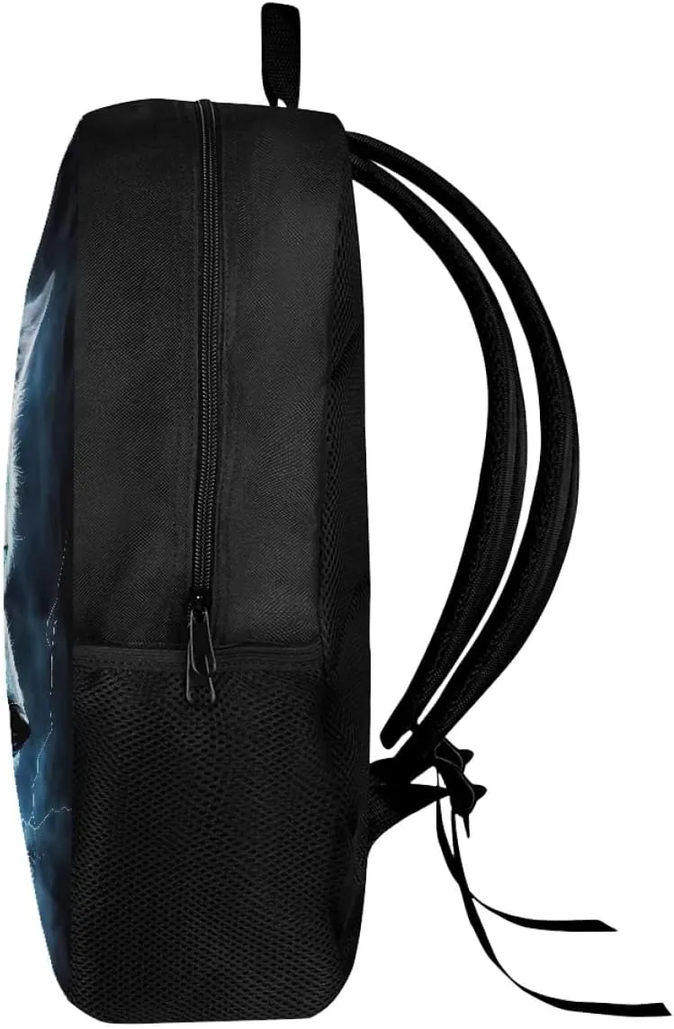 JooMeryer Wolf Backpack for Kids, School Bag Daypack Bag Book Bags Travel Backpack Rucksack Knapsack for Men Boy,Blue Lightning Wolf