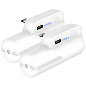 JUBOTY Battery Pack for Meta Quest 2, Fast Charging 5000mAh Lightweight Portable VR Extend Accessories Rechargeable Power Bank with Power Indicator for Extra 3 Hours Playing Time (White, 5000mAh,2PCs)