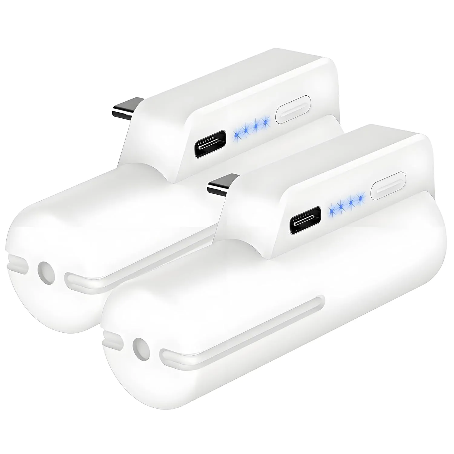 JUBOTY Battery Pack for Meta Quest 2, Fast Charging 5000mAh Lightweight Portable VR Extend Accessories Rechargeable Power Bank with Power Indicator for Extra 3 Hours Playing Time (White, 5000mAh,2PCs)