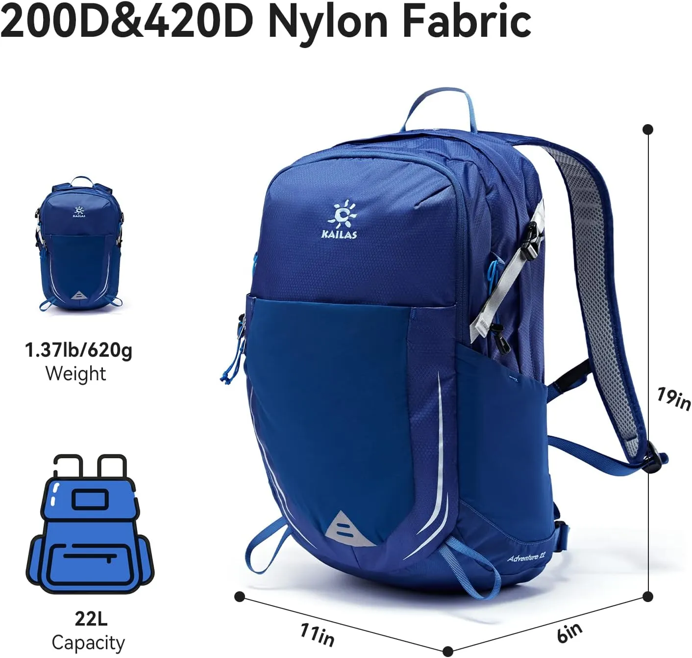 KAILAS Adventure 22L Lightweight Hiking Backpack Waterproof Trekking Backpack Small Daypack Outdoor Camping Trip Travel