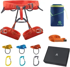KAILAS Climbing Harness Kit Momentum Rock Climbing Harness Package Belay Device and Carabiner Climbing Chalk Bag
