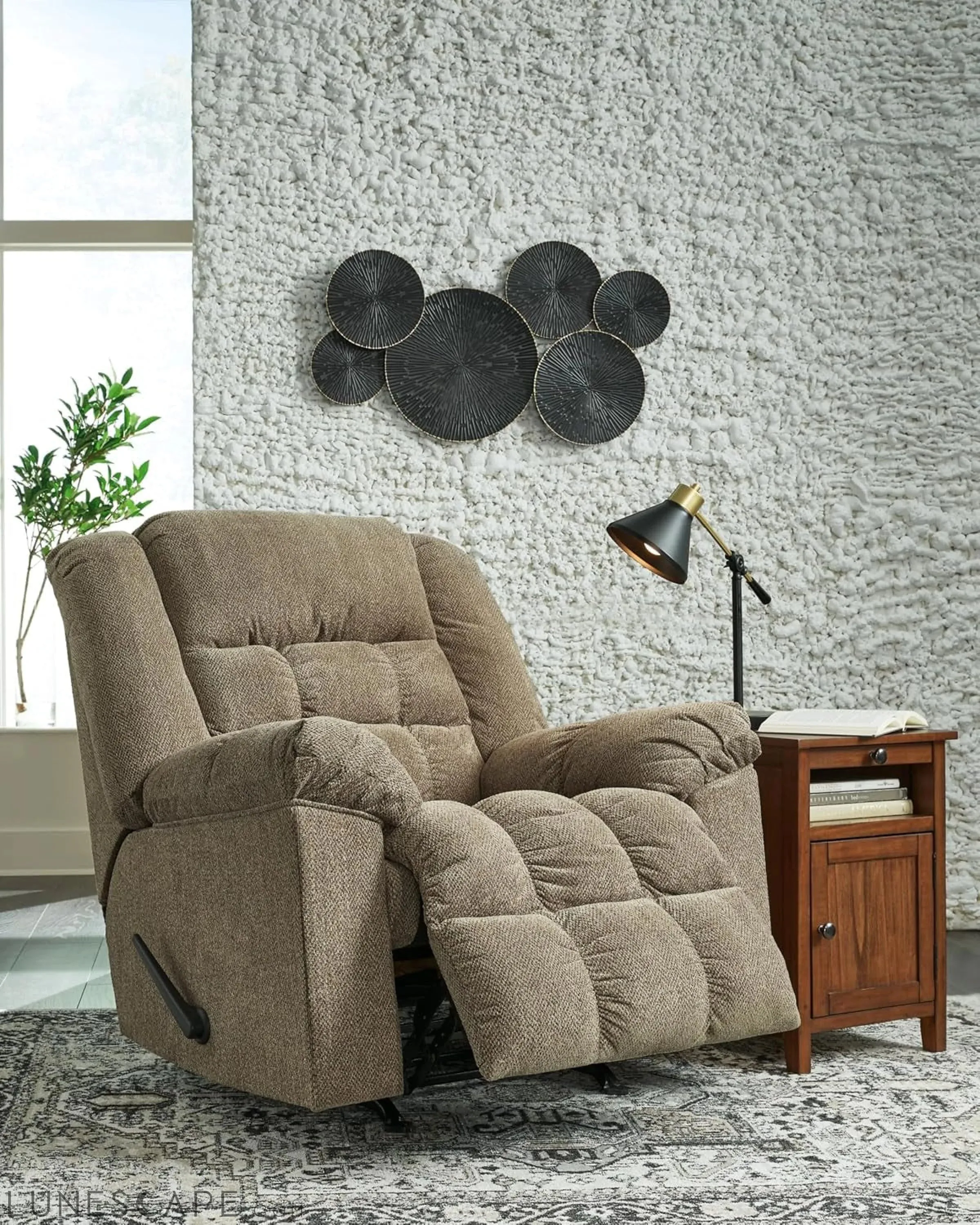 Kegler Contemporary Tufted Manual Rocker Recliner, Light Brown