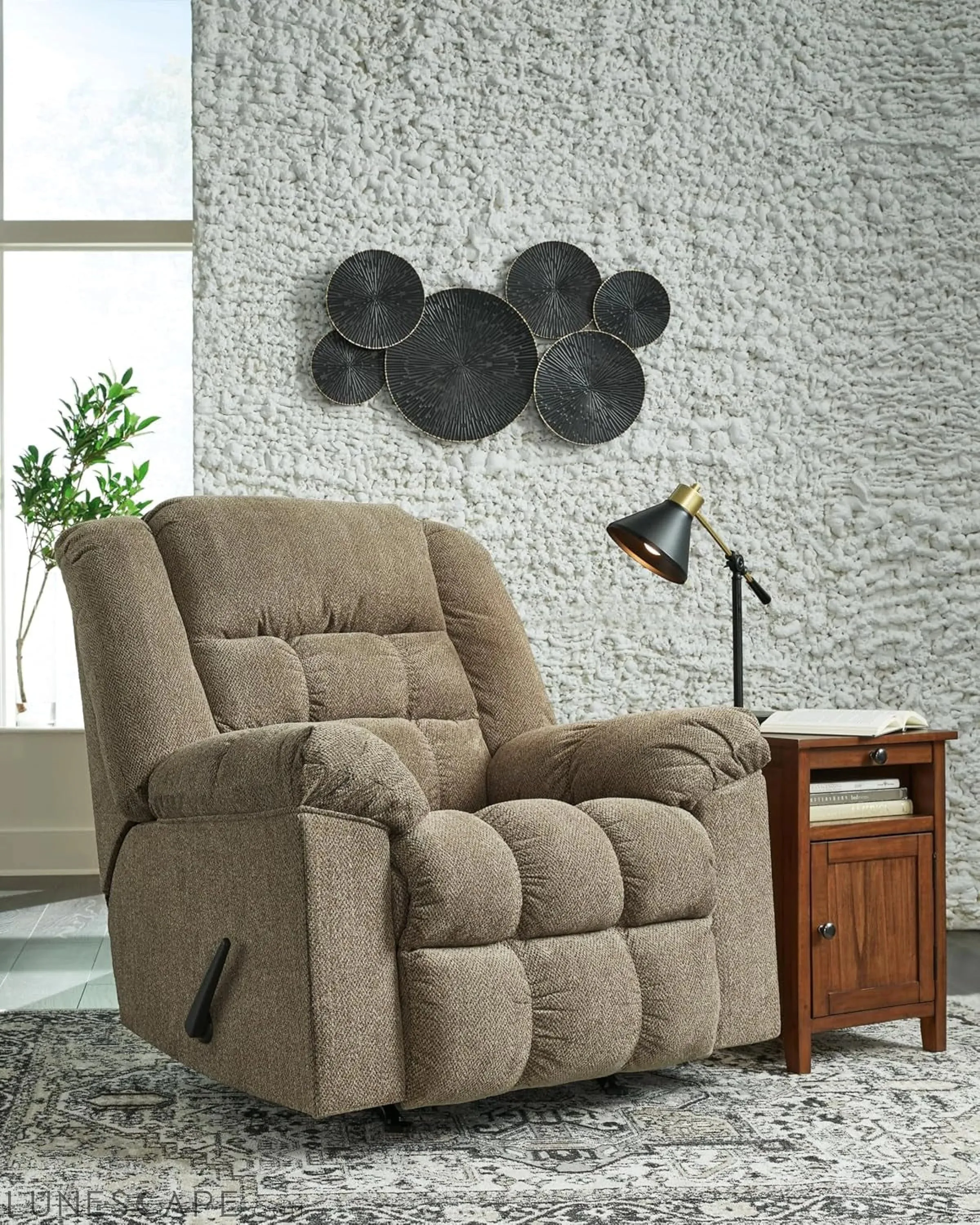 Kegler Contemporary Tufted Manual Rocker Recliner, Light Brown