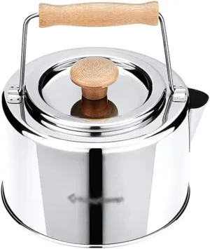 Kettle for Stove top 1.2L Stainless Steel Camping Kettle Compact Outdoor Tea Coffee Pot Hiking Cooking Kettle with Handle for Backpacking Travel Kitchen Supplies Teapots (Color : Kettle cup X2