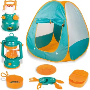 Kids Camping Set with Pop Up Tent - Little Explorers Playhouse Toddler Toys for Boys with Camp Gear for Children Indoor Outdoor Pretend Play